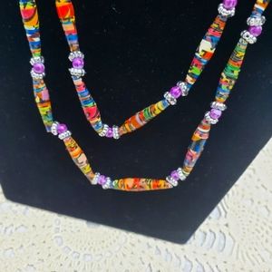 Necklace: 24 inch Paper Bead Necklace